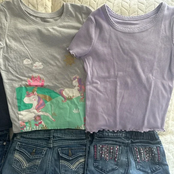 Girls Lot Size 5T Unicorn Jeans Tops Sweatshirt Bundle Cat & Jack Jumping Beans - Picture 6 of 10